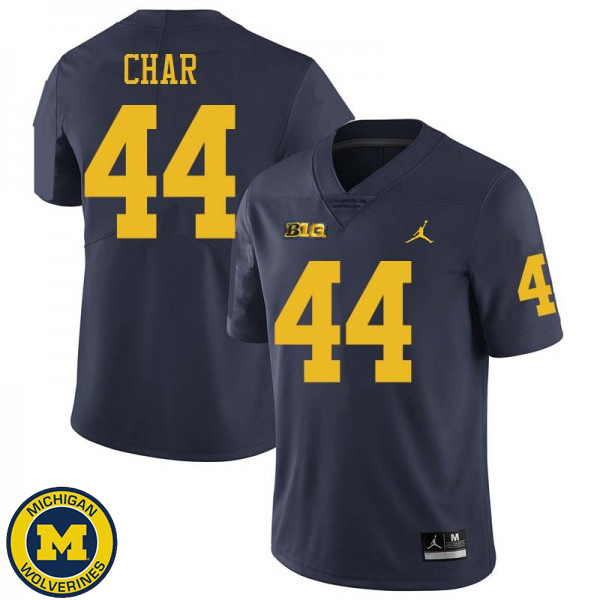 Men's Michigan Wolverines #44 Jared Char Navy Jordan Brand College Game Jersey